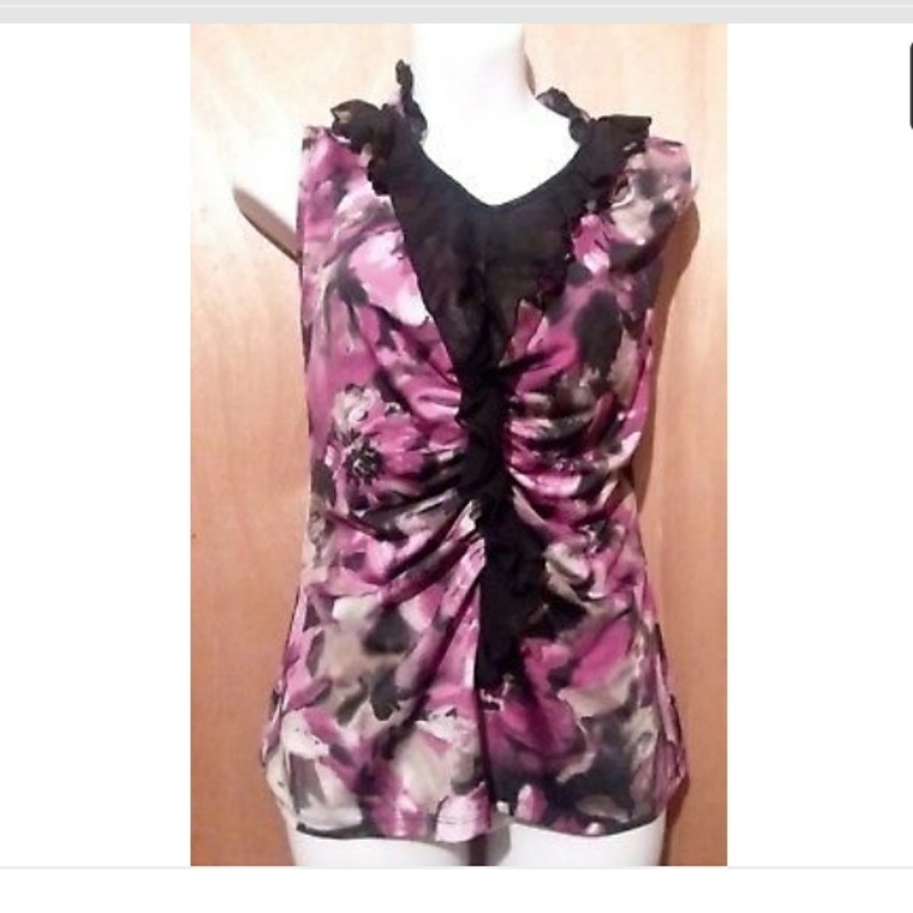 Zac‎ and Rachel Sleeveless Top Medium Black Purple